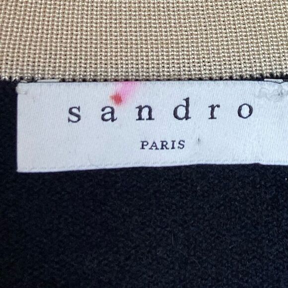 Sandro Colle Wool Cashmere Black Sweater V Neck  Size 2 - Picture 14 of 16